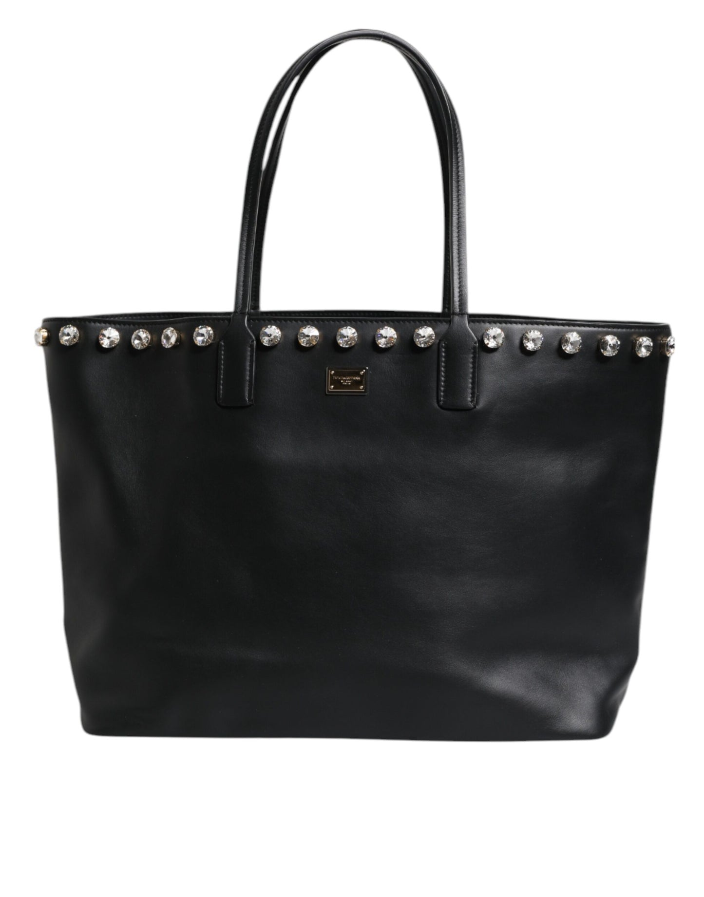 Dolce & Gabbana Schwarze Kristall-Leder Einkaufstasche für Frauen