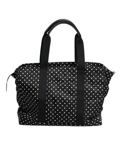 Dolce & Gabbana Schwarze PolkaDot Nylon Schulter Baby Tote Wickeltasche