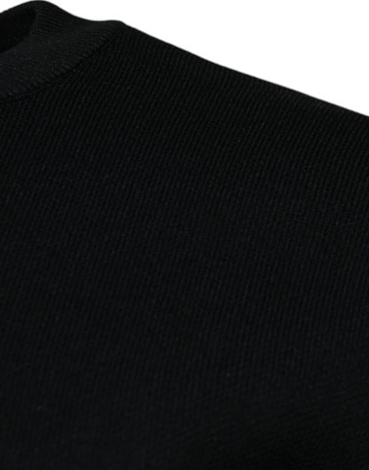 Dolce & Gabbana Schwarzer Nylon Logo Rundhalsausschnitt Pullover