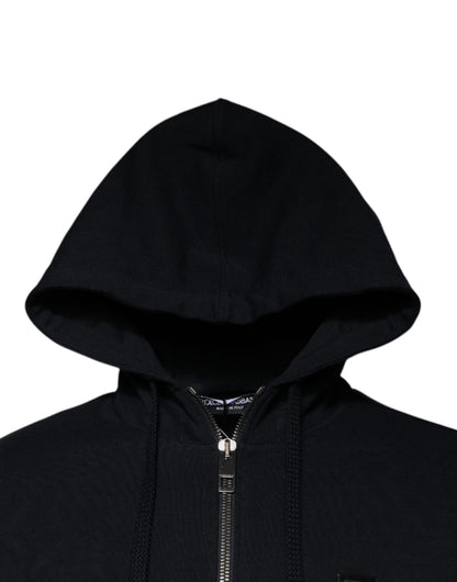 Dolce & Gabbana Blaues Logo Sweatshirt mit Kapuze und Reißverschluss Pullover