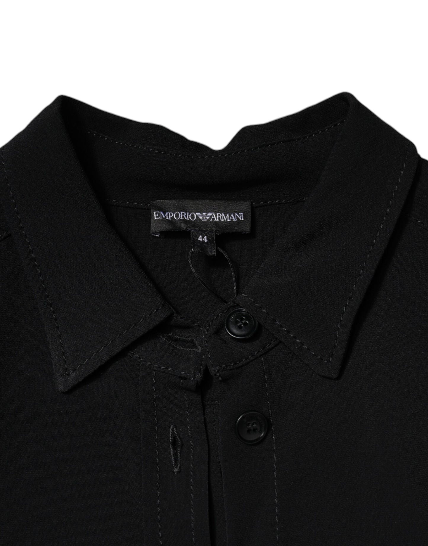 Emporio Armani Schwarzes Minikleid aus Viskose mit langen Ärmeln in A-Linie