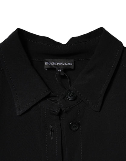 Emporio Armani Schwarzes Minikleid aus Viskose mit langen Ärmeln in A-Linie