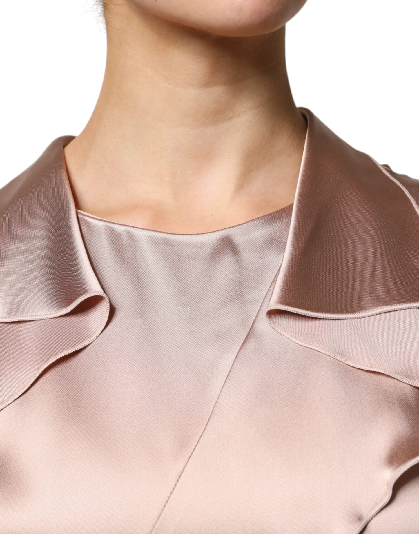 Emporio Armani Rosa Satin Langärmeliges Etuikleid Wickelminikleid