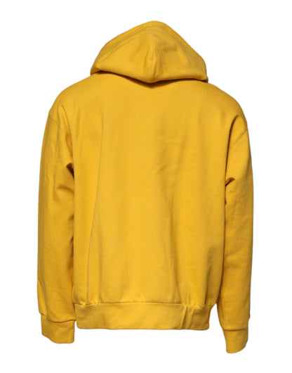 Dolce & Gabbana Gelber Logo-Plaketten-Pullover mit Kapuze und Reißverschluss