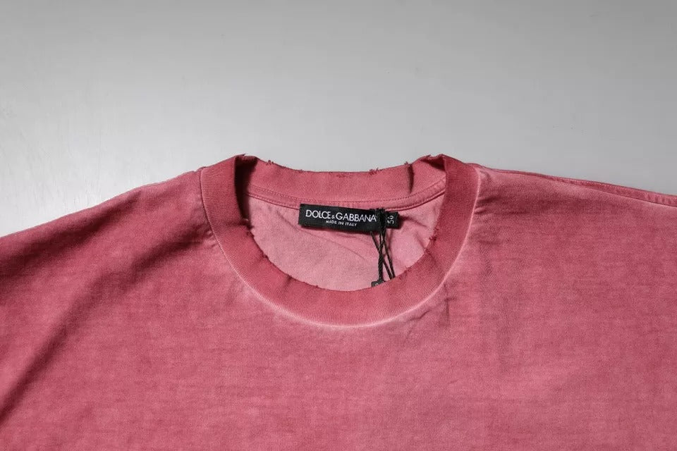 Dolce & Gabbana Rosa Logo-Druck Baumwolle Rundhals T-Shirt