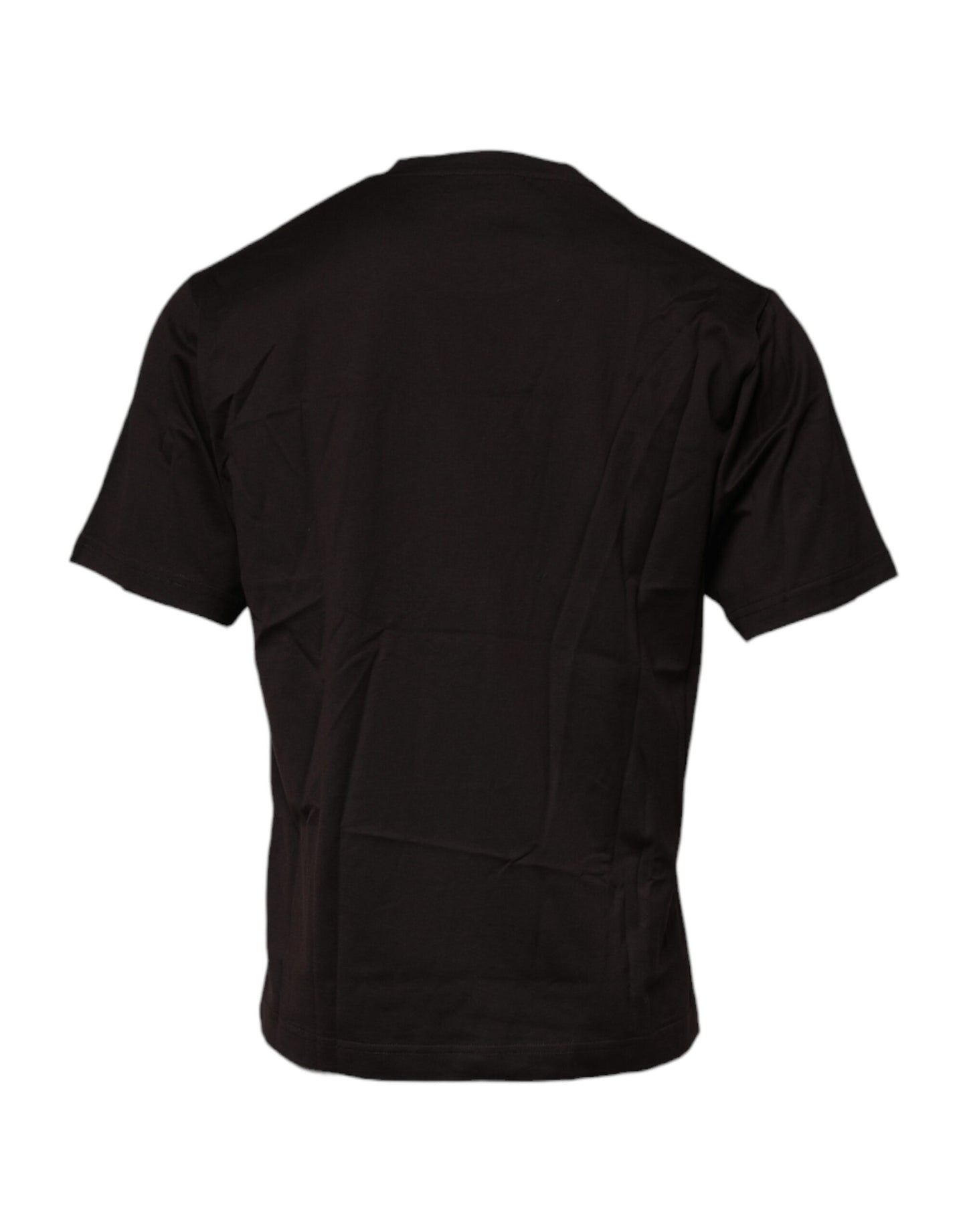 Dolce & Gabbana Dunkelbraunes Logo-T-Shirt mit Rundhalsausschnitt aus Baumwolle