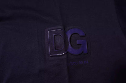 Dolce & Gabbana Marineblaues DG Logo Baumwoll-T-Shirt mit Rundhalsausschnitt