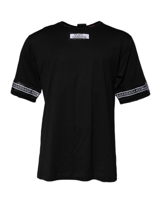 Dolce & Gabbana Schwarzes #DGMILLENNIALS Baumwoll-T-Shirt mit Rundhalsausschnitt