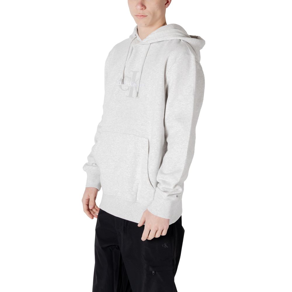 Calvin Klein Jeans Grauer Baumwoll-Kapuzenpulli