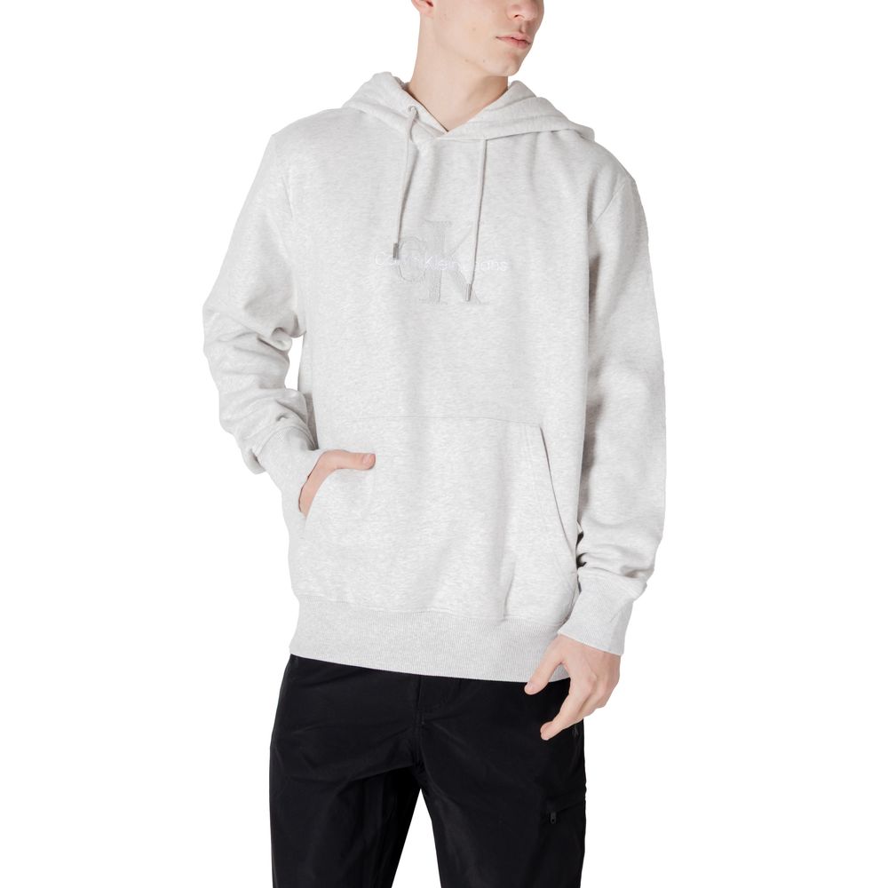Calvin Klein Jeans Grauer Baumwoll-Kapuzenpulli