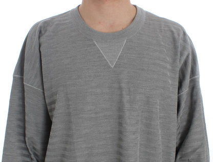 Dolce & Gabbana Grauer Seidenpullover mit Rundhalsausschnitt