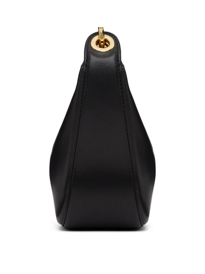 Valentino Garavani Schwarzes Leder Mini Hobo Vlogo Umhängetasche