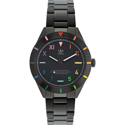 Adidas Schwarze Uhr aus Edelstahl