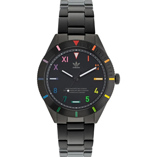 Adidas Schwarze Uhr aus Edelstahl