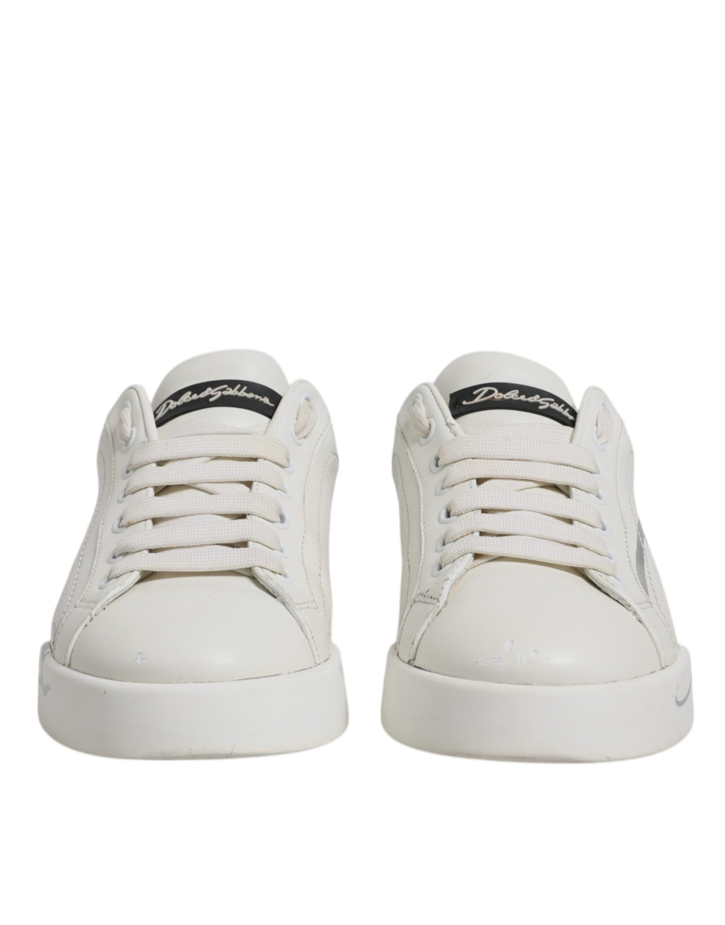Dolce & Gabbana Weiß Schwarz Logo Portofino Herren Sneaker Schuhe