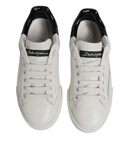 Dolce & Gabbana Weiß Schwarz Logo Portofino Herren Sneaker Schuhe