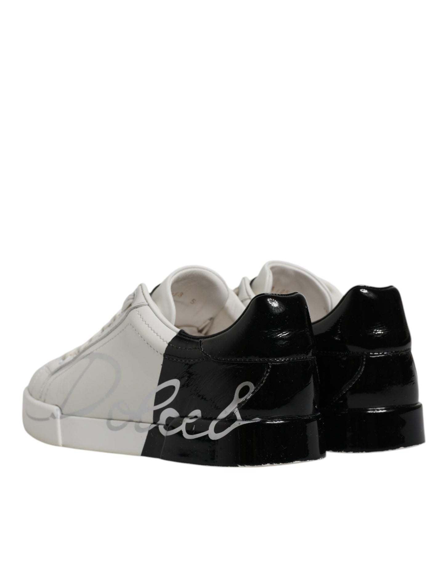 Dolce & Gabbana Weiß Schwarz Logo Portofino Herren Sneaker Schuhe