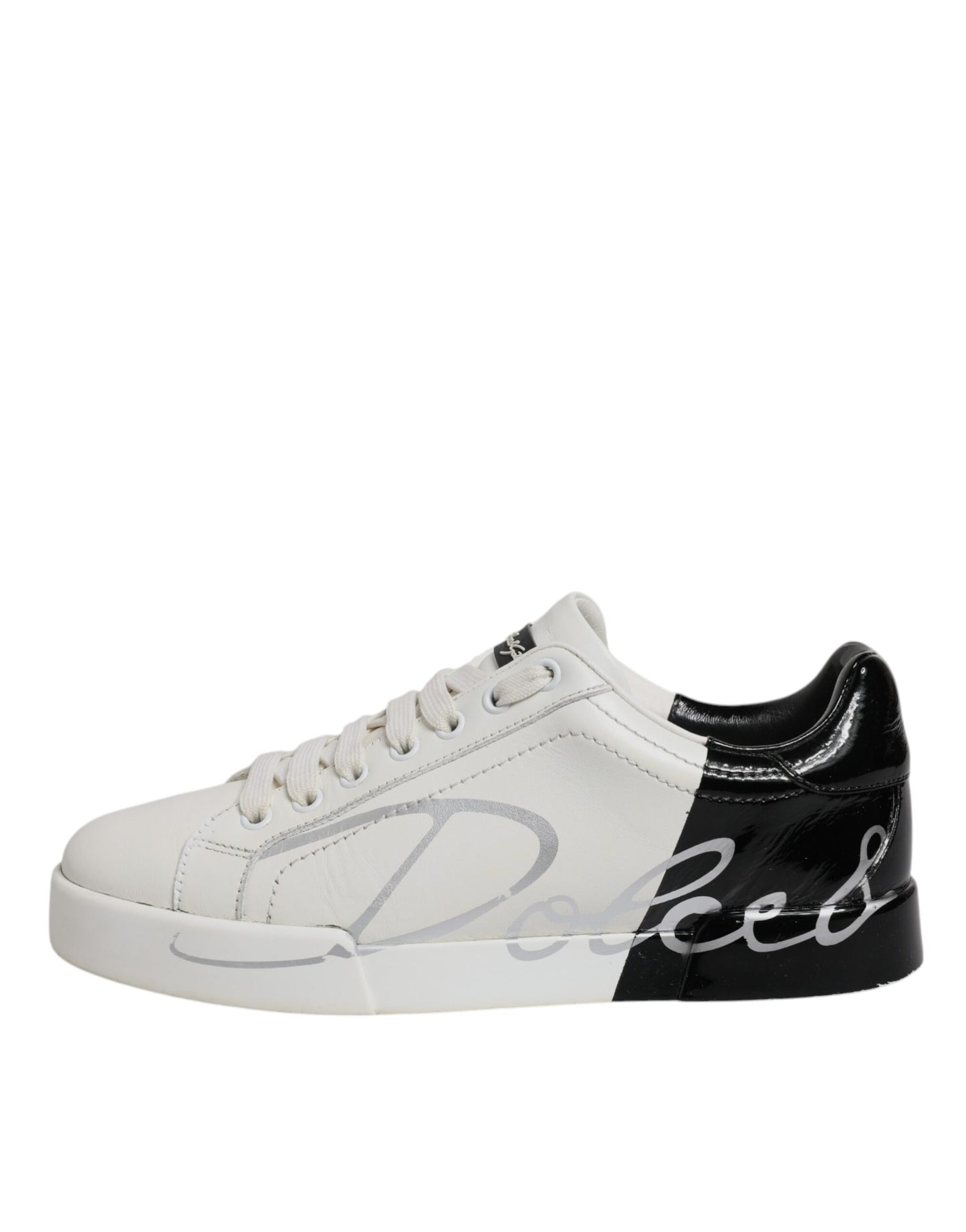 Dolce & Gabbana Weiß Schwarz Logo Portofino Herren Sneaker Schuhe