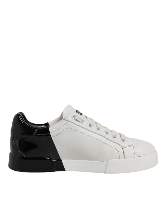 Dolce & Gabbana Weiß Schwarz Logo Portofino Herren Sneaker Schuhe