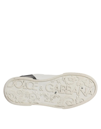 Dolce & Gabbana Weiß Schwarz Logo Portofino Herren Sneaker Schuhe
