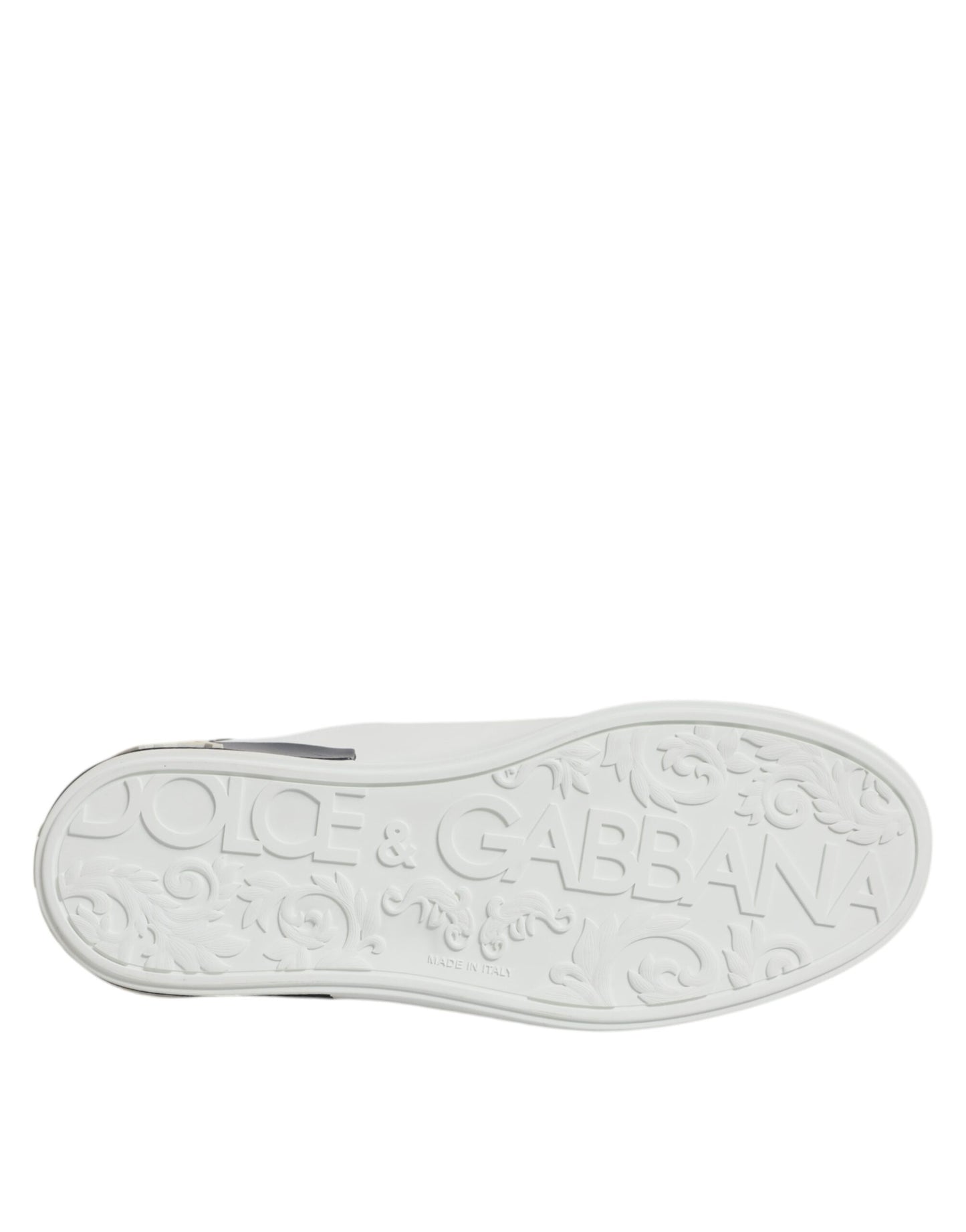 Dolce & Gabbana Weiß Schwarz Leder Portofino Sneaker Schuhe
