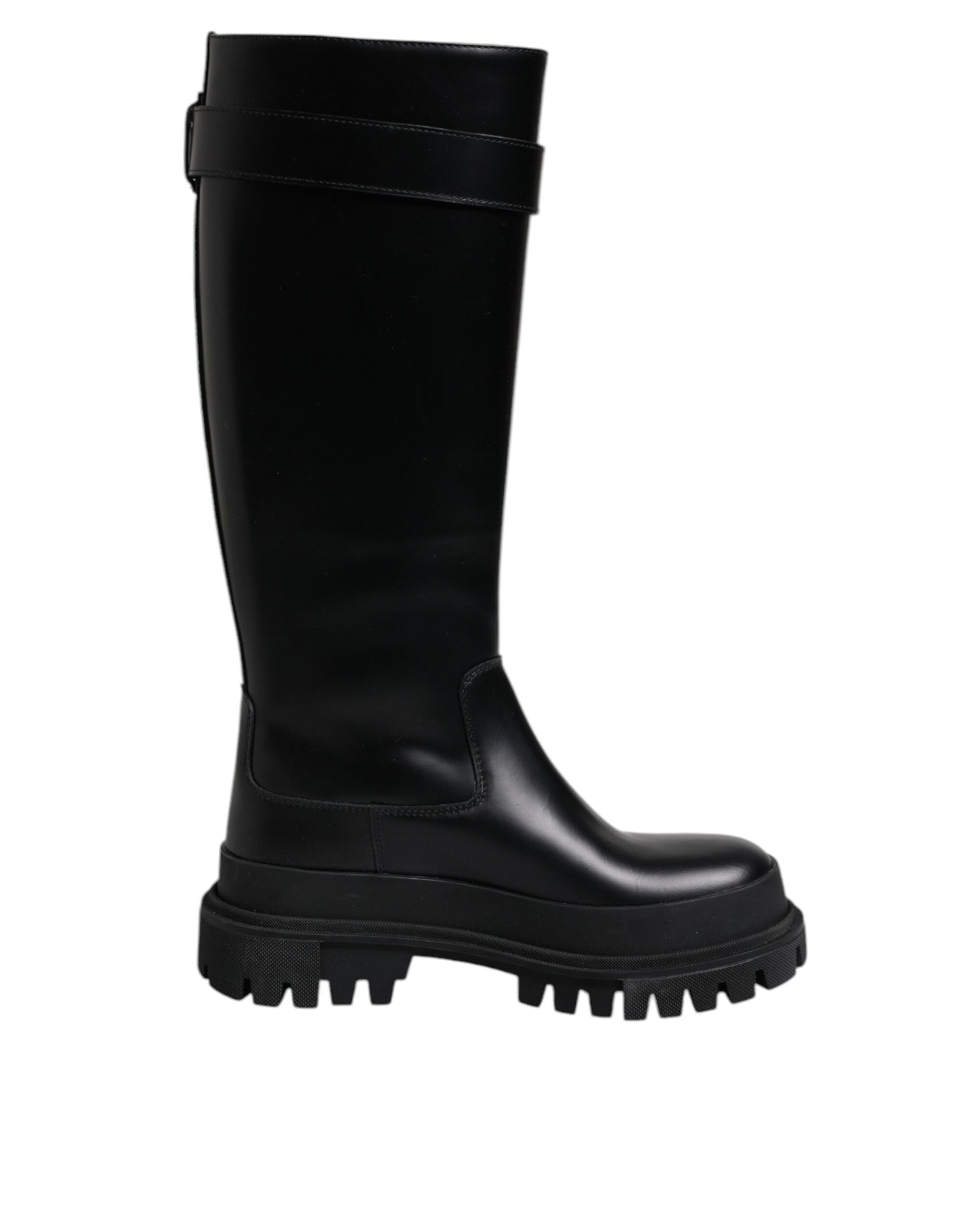 Dolce & Gabbana Schwarze DG Logo Kalb Leder Hohe Stiefel Schuhe