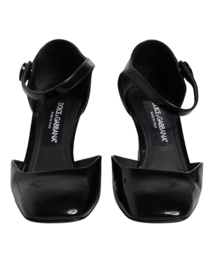 Dolce & Gabbana Schwarze Leder Jackie Riemchensandalen Schuhe