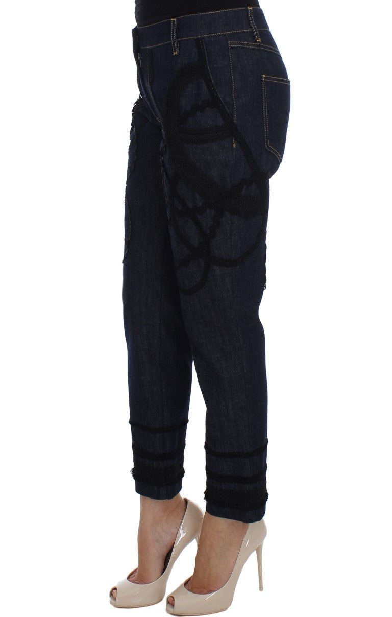 Dolce &amp; Gabbana Embroidered Capri Jeans for Elegant Styling