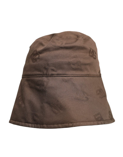 Dolce & Gabbana Braune Logo-Monogramm-Eimerkappe aus Baumwolle