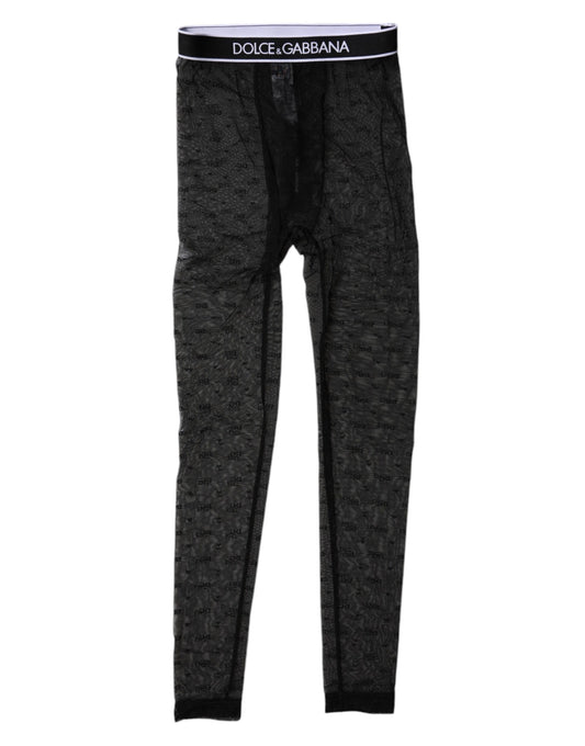 Dolce & Gabbana Schwarzes Logo Spitze Dessous Tight Pants Unterwäsche