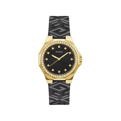 Guess Schwarze Lederuhr