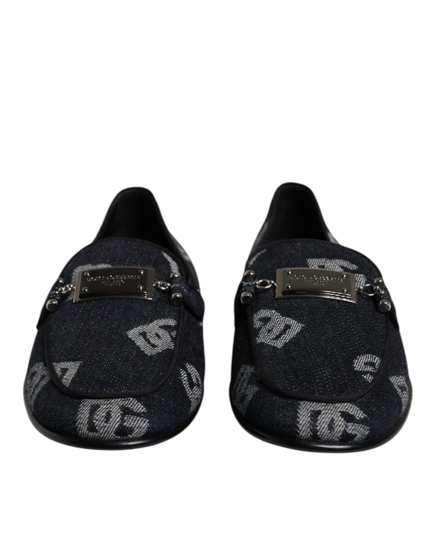 Dolce & Gabbana Schwarzes Logo Baumwolle Loafers Formelle Schuhe