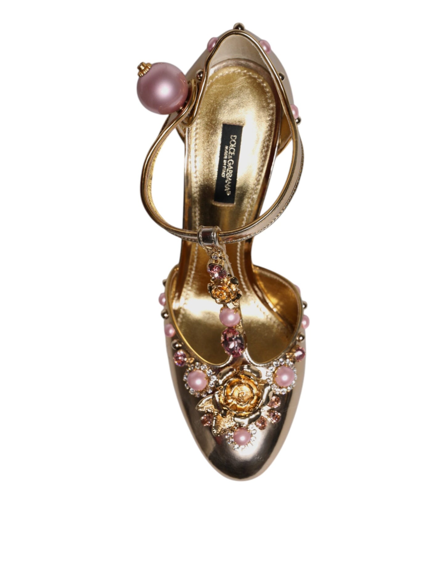 Dolce & Gabbana Gold verschönert Vally Heels Sandalen Schuhe