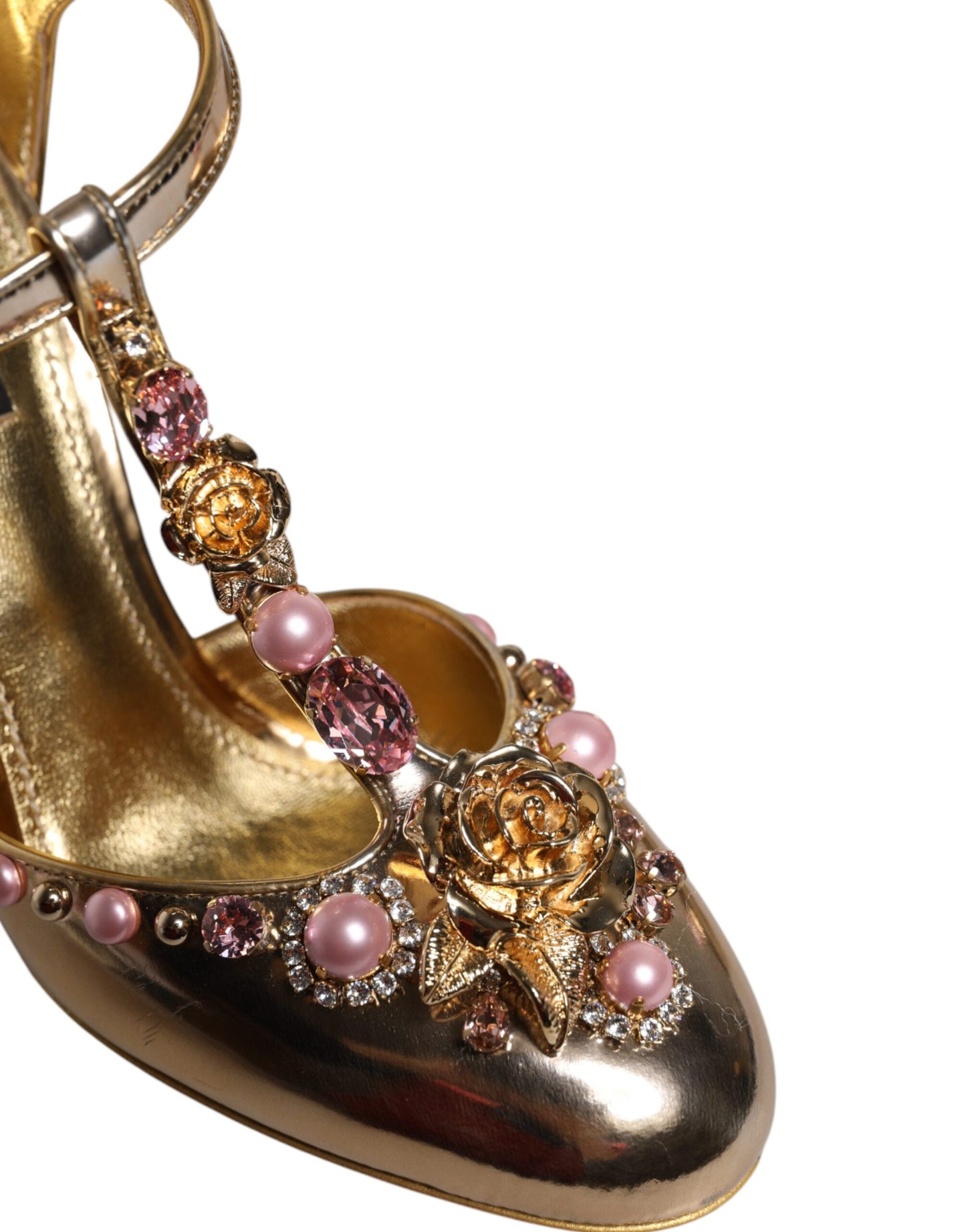 Dolce & Gabbana Gold verschönert Vally Heels Sandalen Schuhe