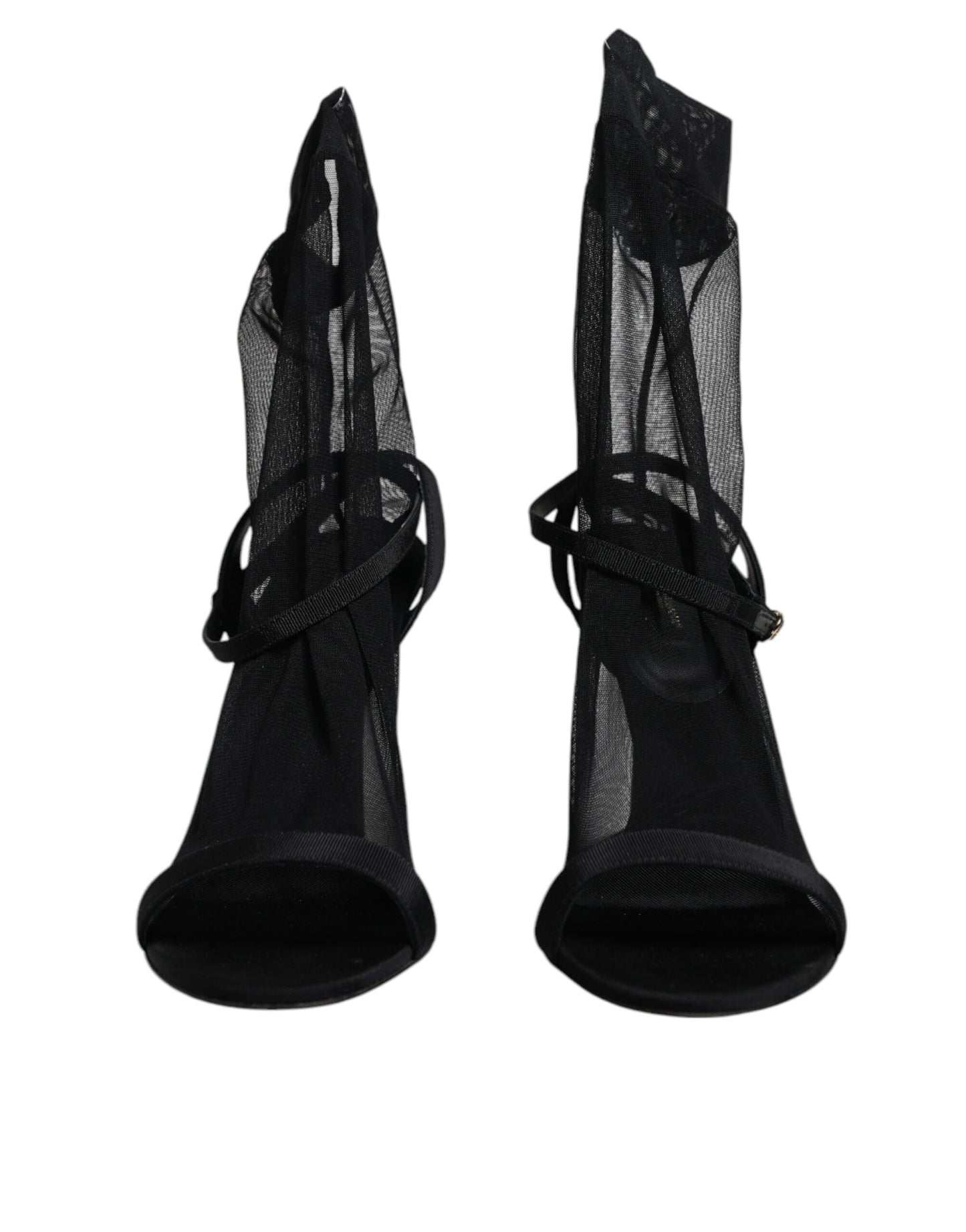 Dolce & Gabbana Schwarz Tüll Stretch Heels Sandalen Schuhe