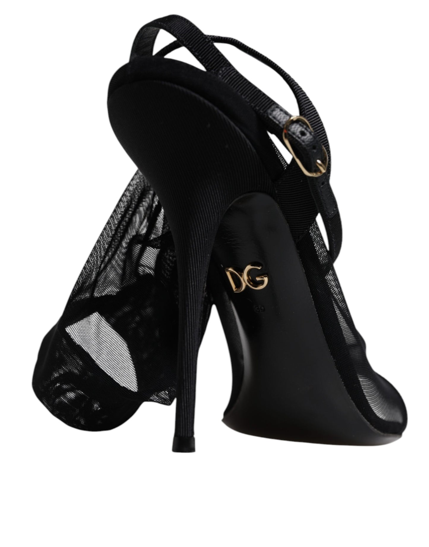 Dolce & Gabbana Schwarz Tüll Stretch Heels Sandalen Schuhe