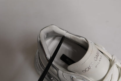 Dolce & Gabbana Weiß Silber Daymaster Low Top Sneaker Schuhe
