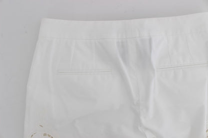 Dolce &amp; Gabbana Elegant White Dress with Floral Neckline Pants