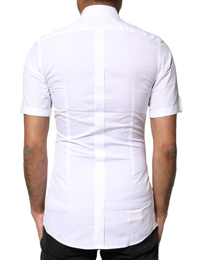 Dolce & Gabbana Weißes GOLD Button Down Casual Herren Poloshirt