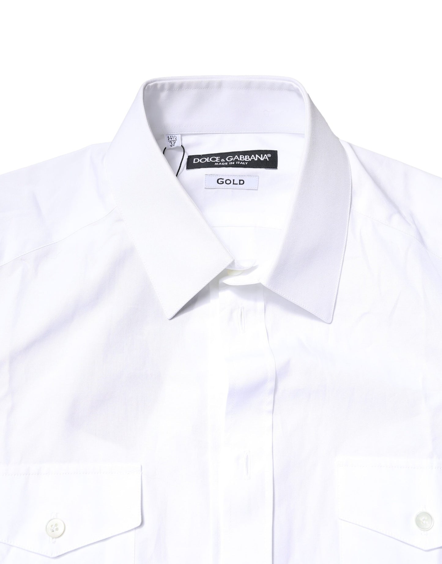 Dolce & Gabbana Weißes GOLD Button Down Casual Herren Poloshirt
