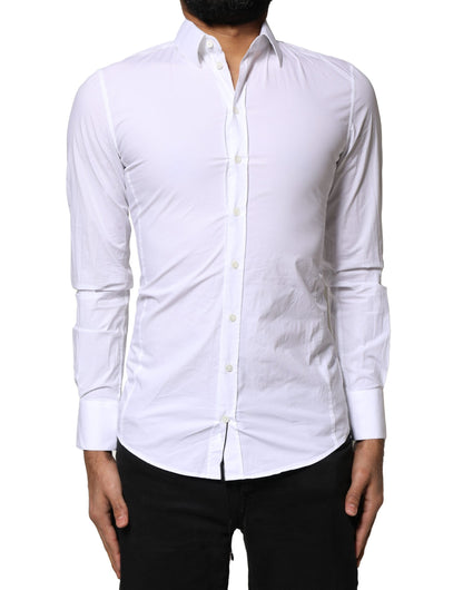 Dolce & Gabbana Weißes SICILIA Formales Herrenhemd aus Baumwolle