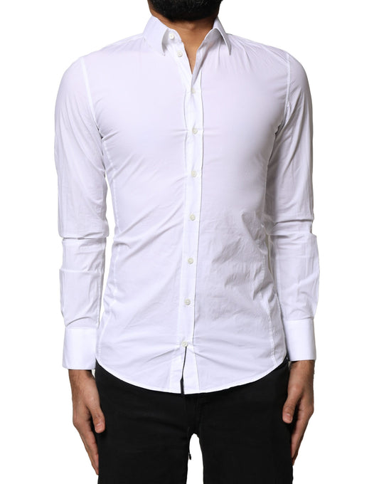 Dolce & Gabbana Weißes SICILIA Formales Herrenhemd aus Baumwolle