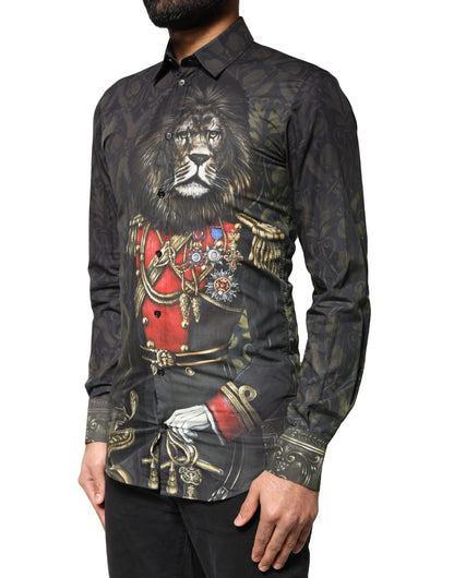 Dolce & Gabbana Schwarzes Royal Pet Portrait GOLD Kleid Hemd