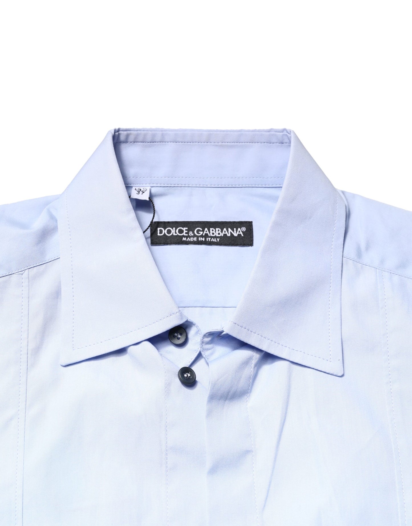 Dolce & Gabbana Hellblaues Baumwollhemd mit langen Ärmeln