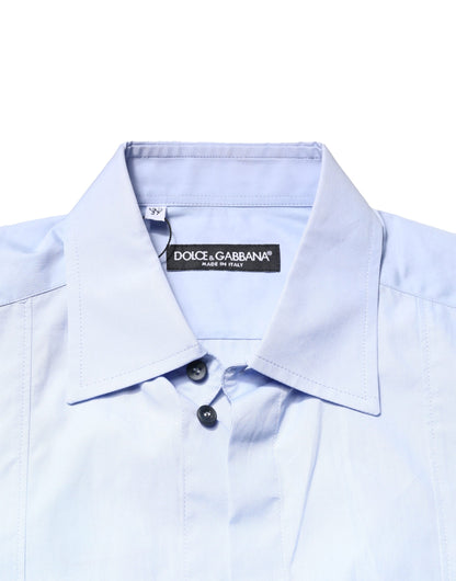 Dolce & Gabbana Hellblaues Baumwollhemd mit langen Ärmeln