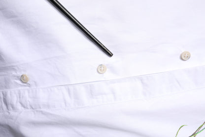 Dolce & Gabbana Weißes Pfauenfeder GOLD Hemd aus Baumwolle