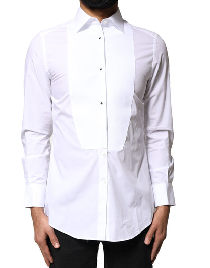 Dolce & Gabbana Weißes Latzhemd aus Baumwollpopeline Formal Dress Shirt