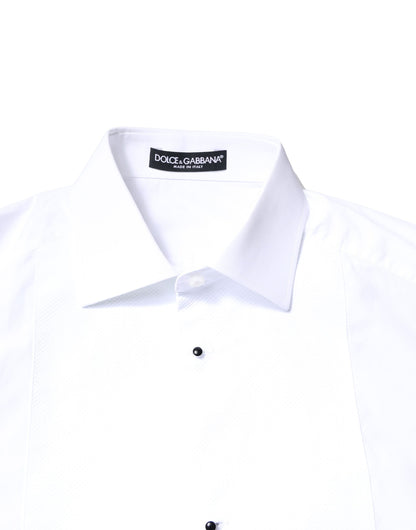 Dolce & Gabbana Weißes Latzhemd aus Baumwollpopeline Formal Dress Shirt
