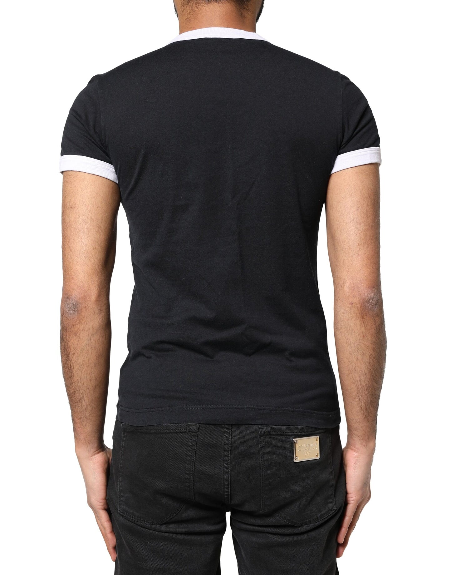 Dolce & Gabbana Schwarzes Sicilia Kurzarm-T-Shirt mit Rundhalsausschnitt