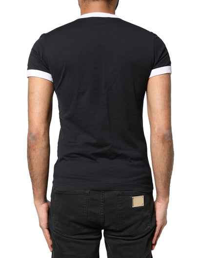 Dolce & Gabbana Schwarzes Sicilia Kurzarm-T-Shirt mit Rundhalsausschnitt